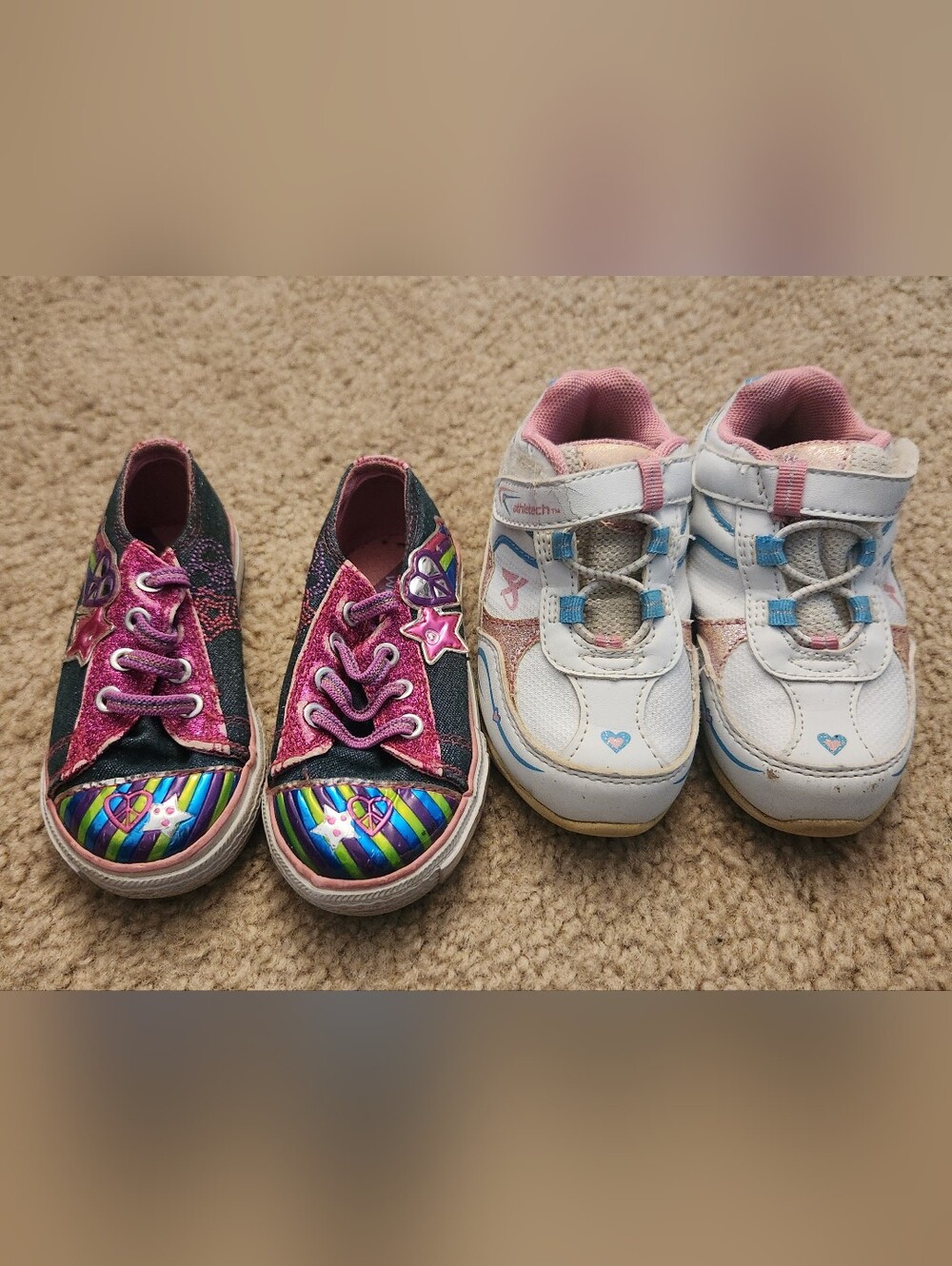 Girls Set‎ Of 2 Sneakers Casual Walking Tennis Shoes Size 6 Toddler